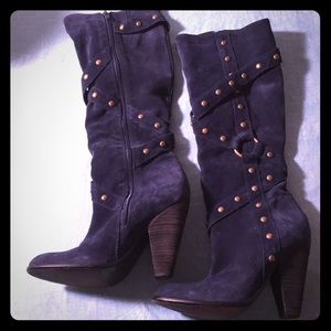 Sexy Carlos Santana navy suede boots